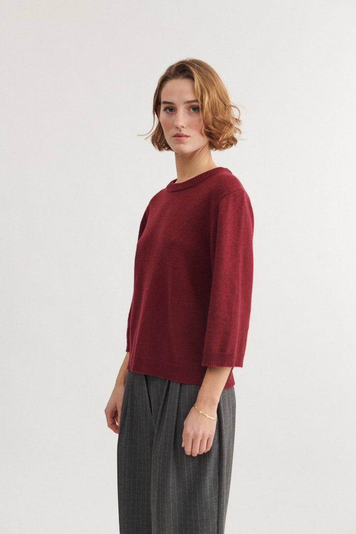 Basic Apparel Cady 3/4 Sleeve Sweaters 792 Bordeaux Truffle